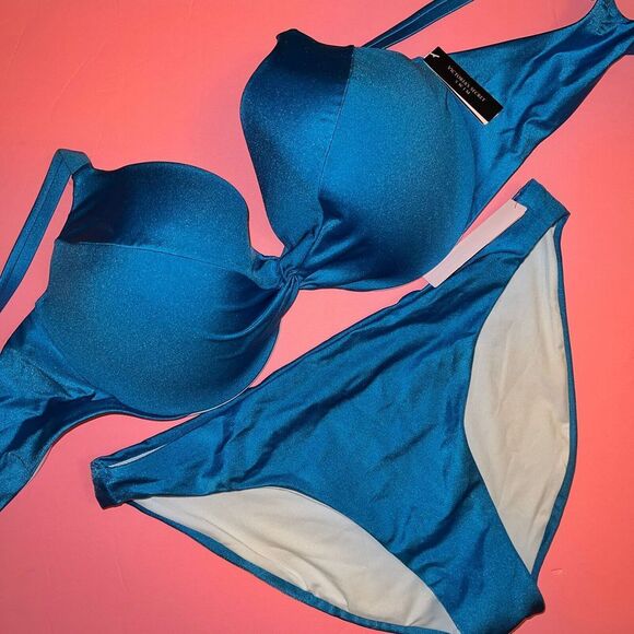Victoria's Secret 38C,38D,38DD,38DDD BIKINI classic bottom BLUE FULL COVERAGE - Picture 1 of 4